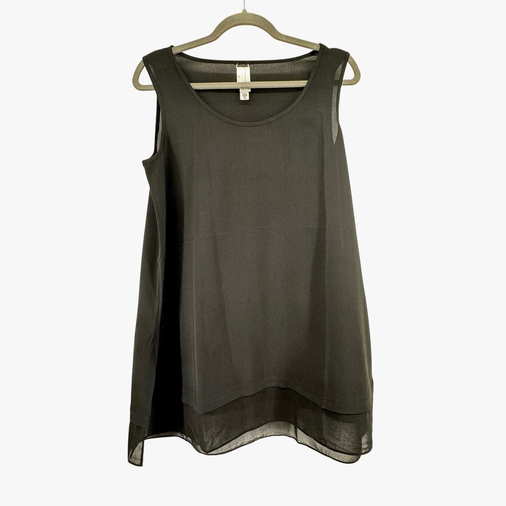 WynneLayers Layered Tank Top Women Medium Black Flowy Career Office Capsule